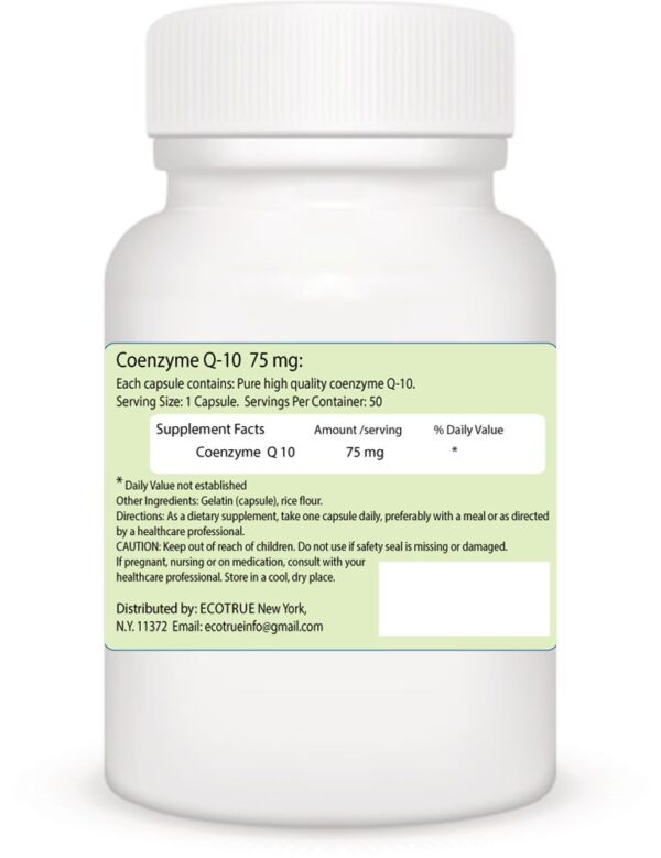 Co Q 10 Coenzyme Q-10 75 mg. 50 Capsules - Image 3